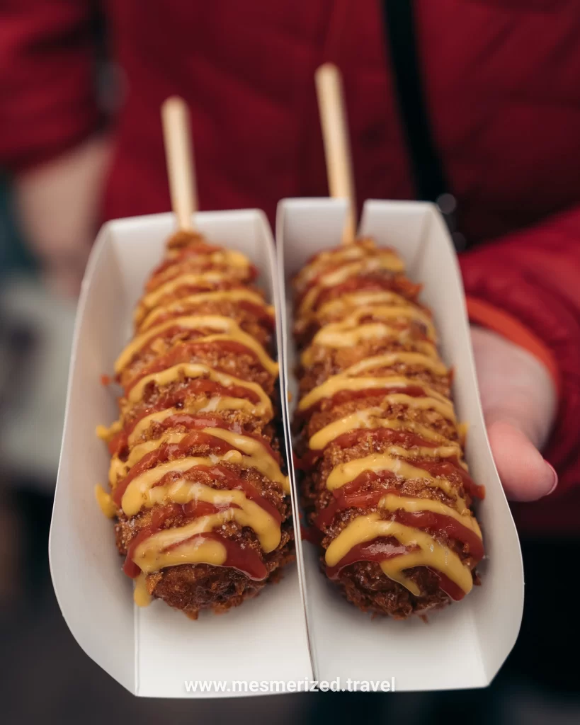 Korean corn dog at Gwangjang Market