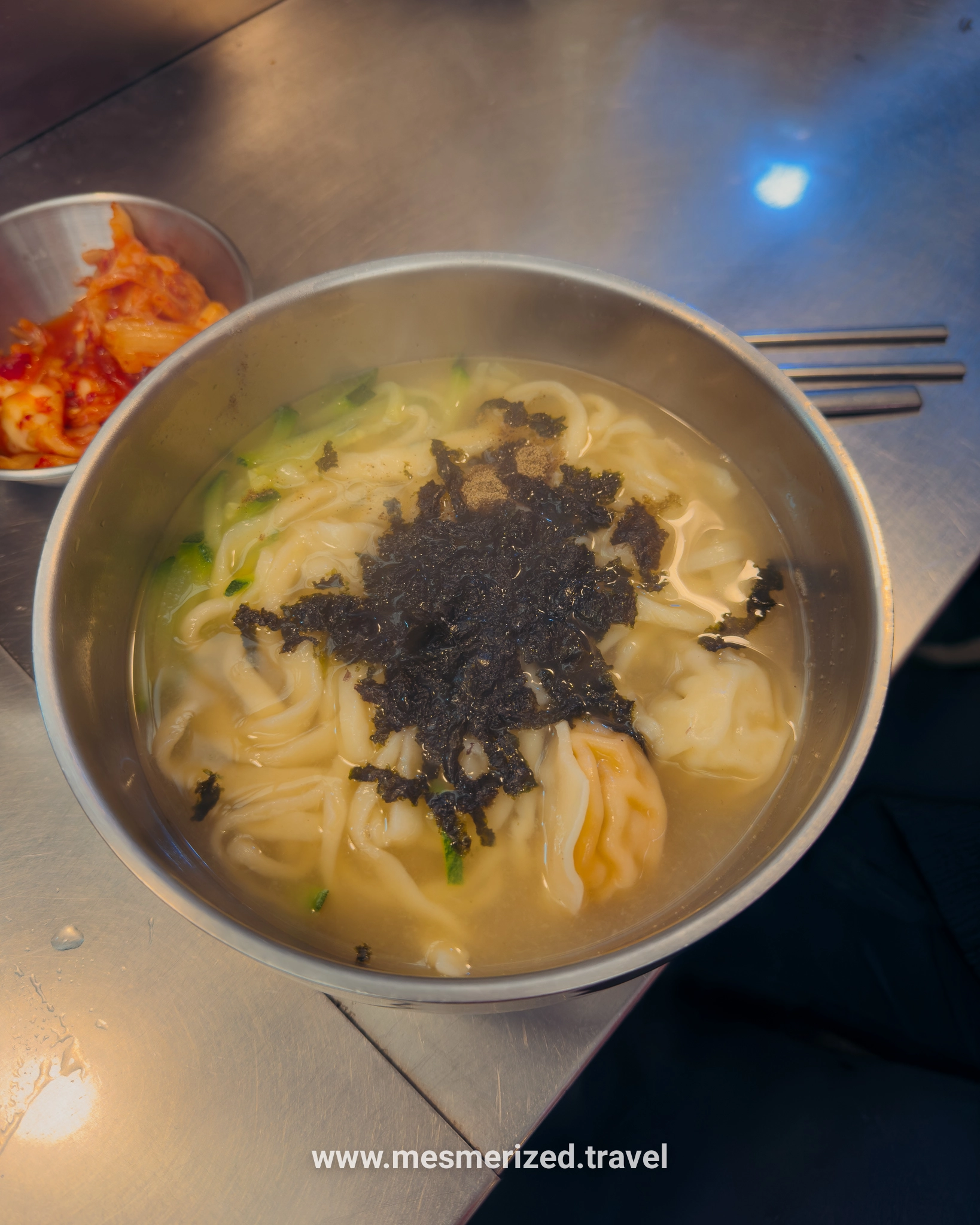 Kalguksu knife-cut noodle soup with dumplings